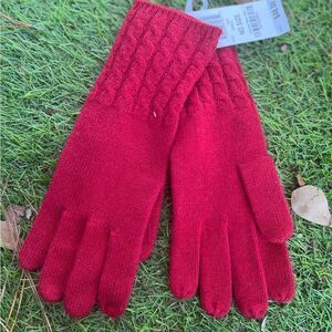 Charter Club‎ 100% Cashmere Light Weight Gloves Touch Screen Compatible Red NWT